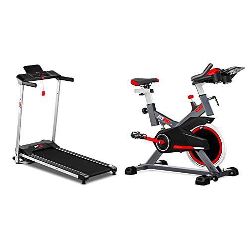 Fitfiu Fitness MC-160 Cinta de Correr Plegable ultracompacta + BESP-100 Bicicleta Indoor con Disco de inercia de 16 kg y Resistencia Regulable
