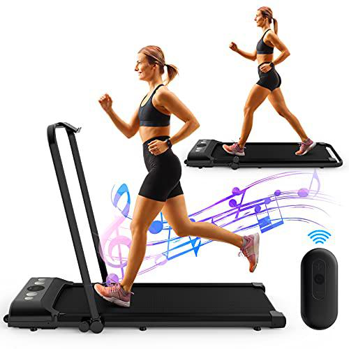 Laufhome Cintas de correr para el hogar plegable, 2 en 1 máquina de correr plegable con altavoz Bluetooth