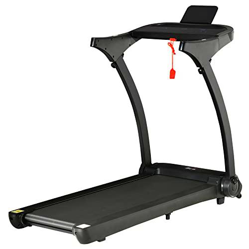 HOMCOM Cinta de Correr y Andar Plegable con 12 Programas Velocidad hasta 14 km/h Pantalla LED Pulsómetro Superficie Grande 122x41 cm y Ruedas de Transporte 153x77x124 cm Negro