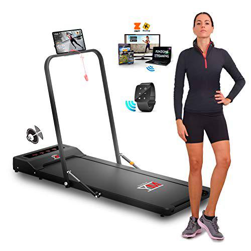 YM Cinta de correr eléctrica y Walking Pad (2 en 1) con barra de soporte y porta tablet