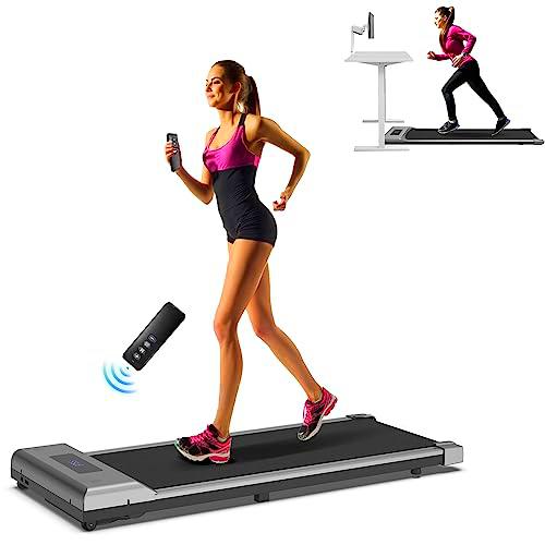 Auveach Cinta de correr eléctrica plegable ahorro de espacio sin manillar 8 KM/H 0.65HP pantalla LCD multifunción Control remoto inteligente inalámbrico para hogar oficina